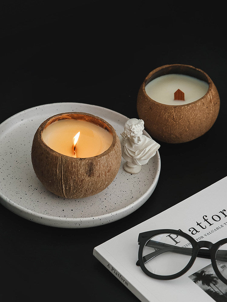 Premium Coconut Shell Scented Candle Cozy Bedroom Gift Box For Her