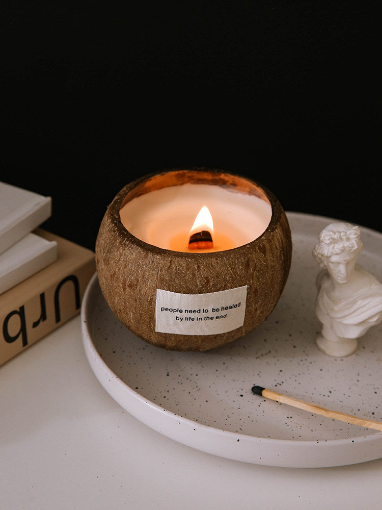 Premium Coconut Shell Scented Candle Cozy Bedroom Gift Box For Her