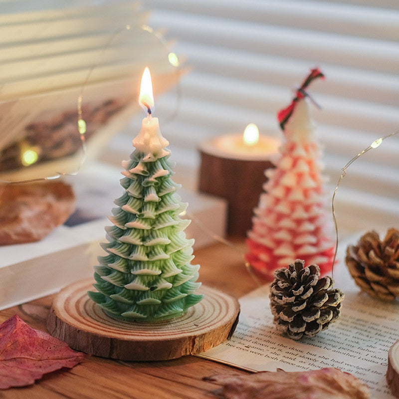 Christmas Tree Scented Candle Handmade Cedar Holiday Decor