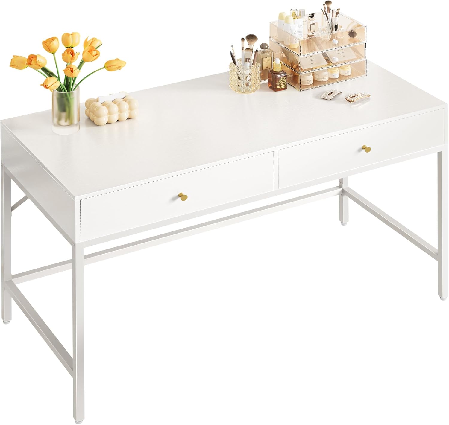 Vanity Desk with Drawers 47 inch Computer Desk Simple Home Office Desks