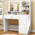 Large Vanity Desk with LED Lighted Mirror & Power Outlet Makeup Vanity Table