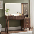48" Fluted Makeup Vanity Desk with Large 36" Mirror and Lights
